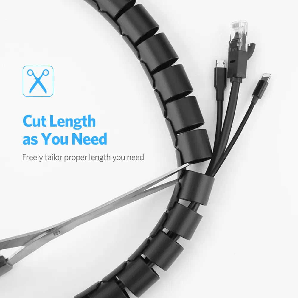 Soft Flexible Spirals Cable Organizer Storage Pipe Desk Cord