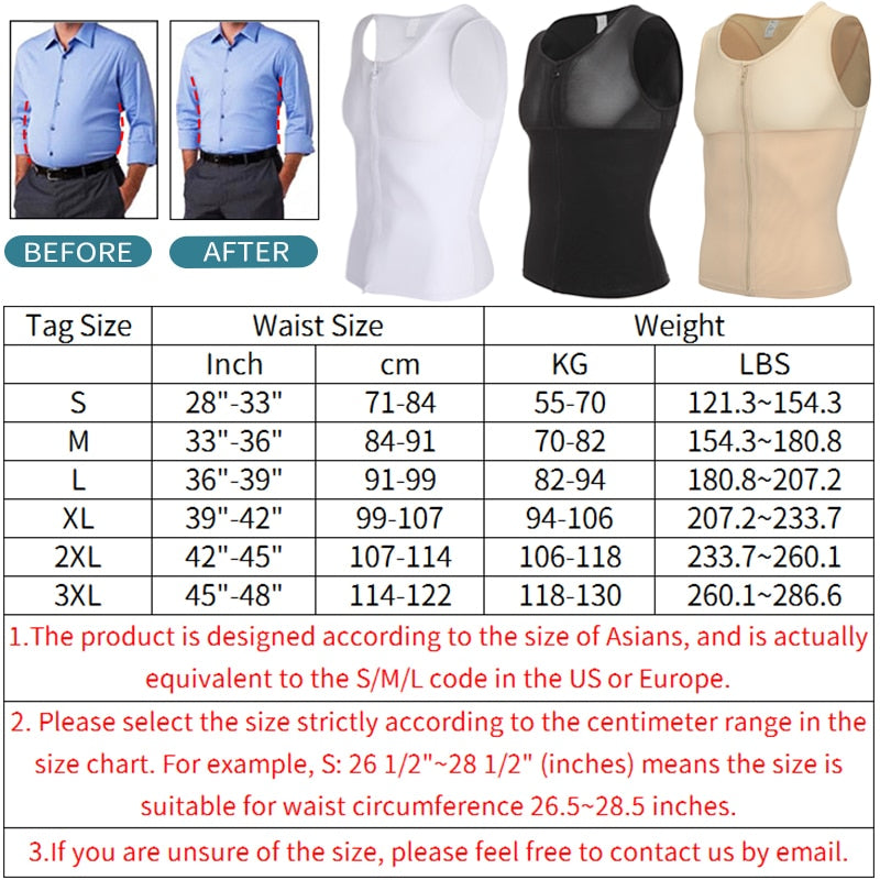 Men Seamless Slimming Abs Compression Body Shaper Corset Vest