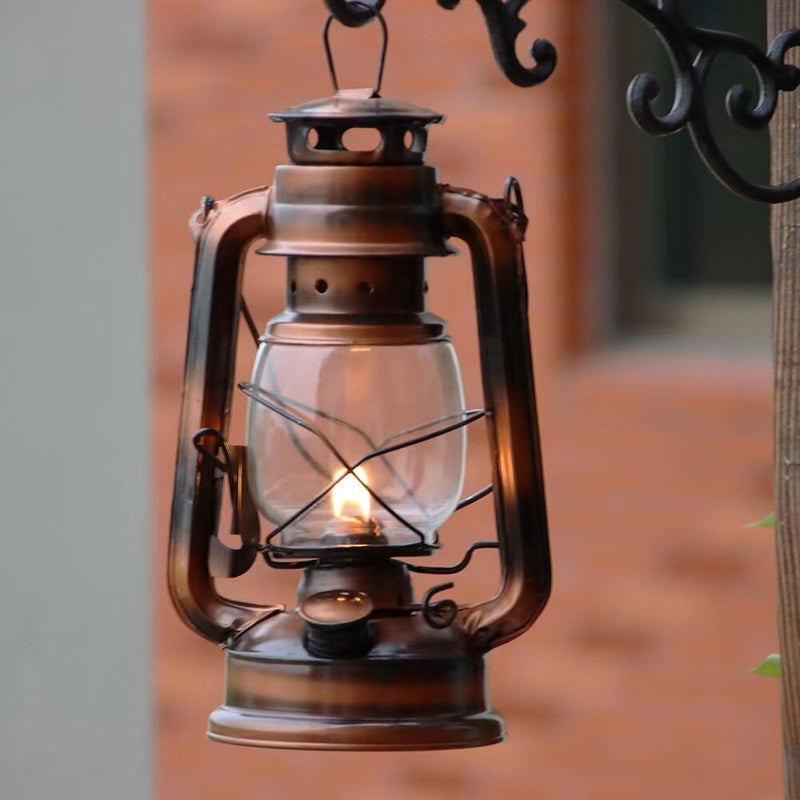 19/25/28cm Iron Antique Bronze Oil Kerosene Lamp Portable Lantern Retro Outdoor Camping Vintage Lights Home Chrismas Decor
