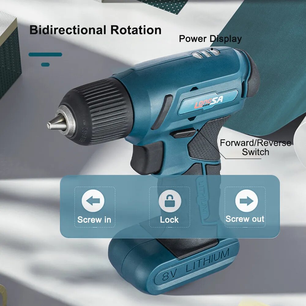 8V Powerful Cordless Electric Screwdriver Rechargeable Mini Portable E