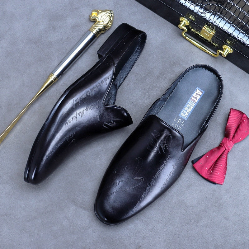 Men's Genuine Leather Half Shoes Sandals Men's Slippers Non-slip