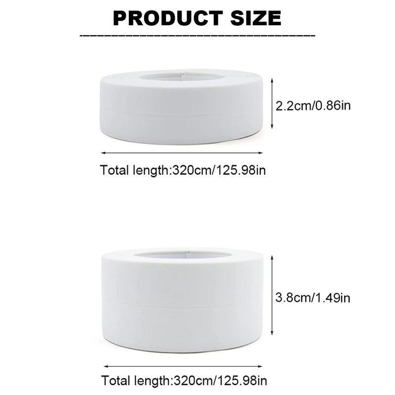 3.2M Self-adhesive Sealing Tape PVC Oil-Proof Kitchen Sink Edge Caulk Tape Waterproof Bathroom Toilet Corner Wall Sticker