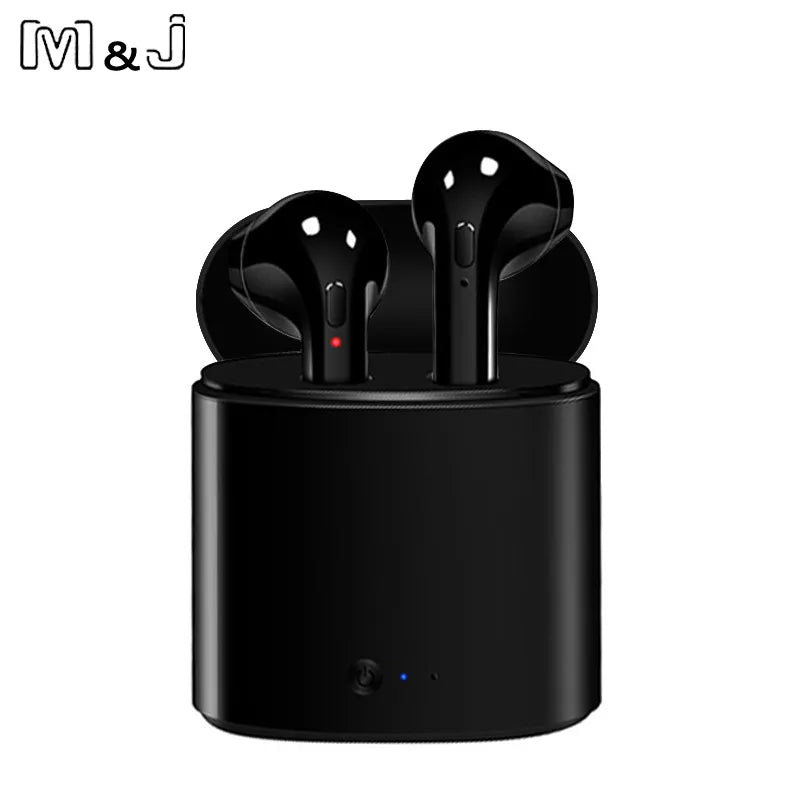 M J Wireless i7S Tws Bluetooth Earphone Stereo Earbuds Charging box fo