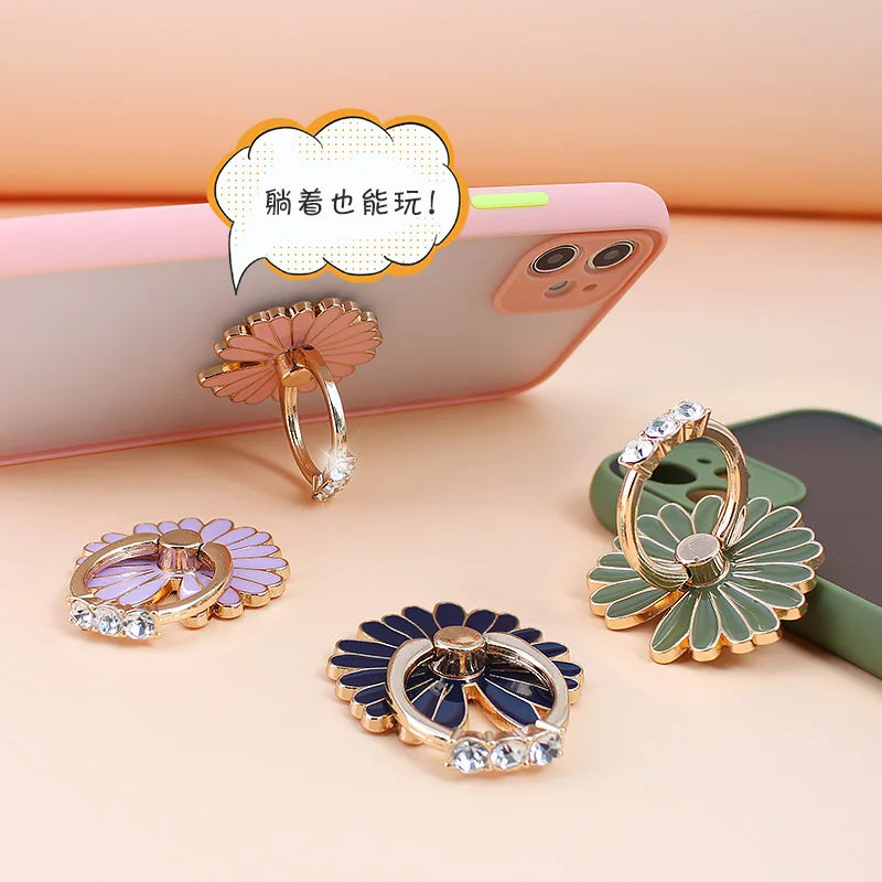 360 Degree Metal Finger Ring Smartphone Flowers Support Telephone Mobi 2688