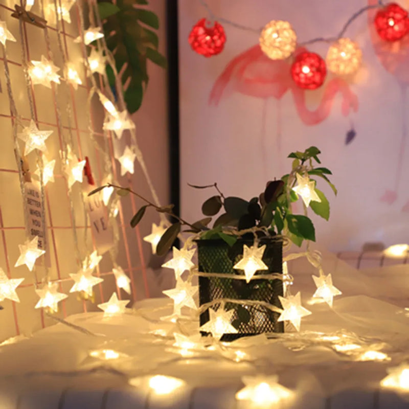 1.5m/3m/6m/10m LED Star String Lights Christmas Garland Battery USB Powered Wedding Party Curtain String Fairy Lamps For Home