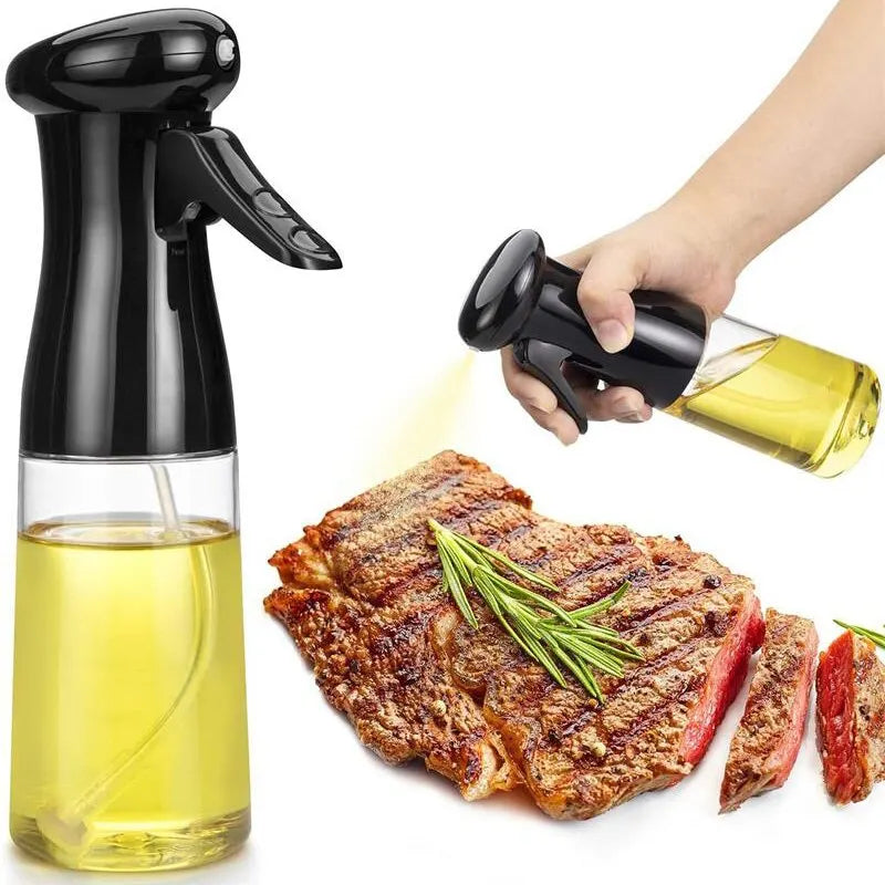 1pc Black Kitchen Oil Bottle Cooking Oil Spray 200ml Pneumatic Spray Bottle Fitness Barbecue Spray Oil Dispenser