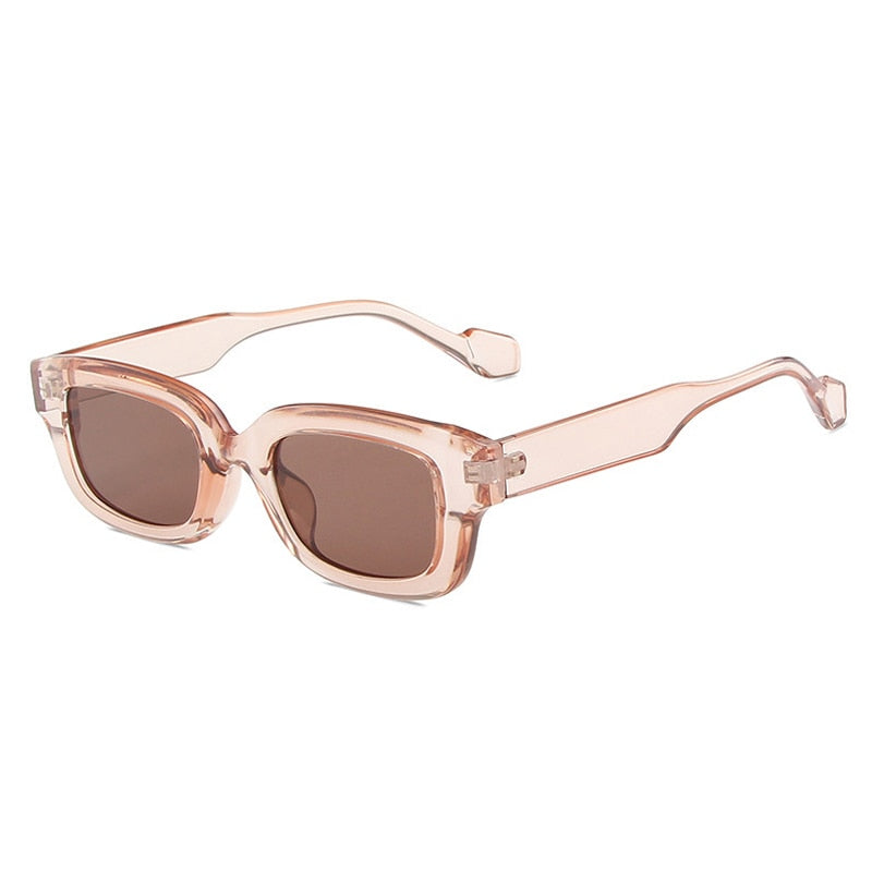 SO&EI Ins Popular Fashion Small Rectangle Sunglasses Women Vintage Leopard  Blue Eyewear Men Cat Eye Sun Glasses Shades UV400