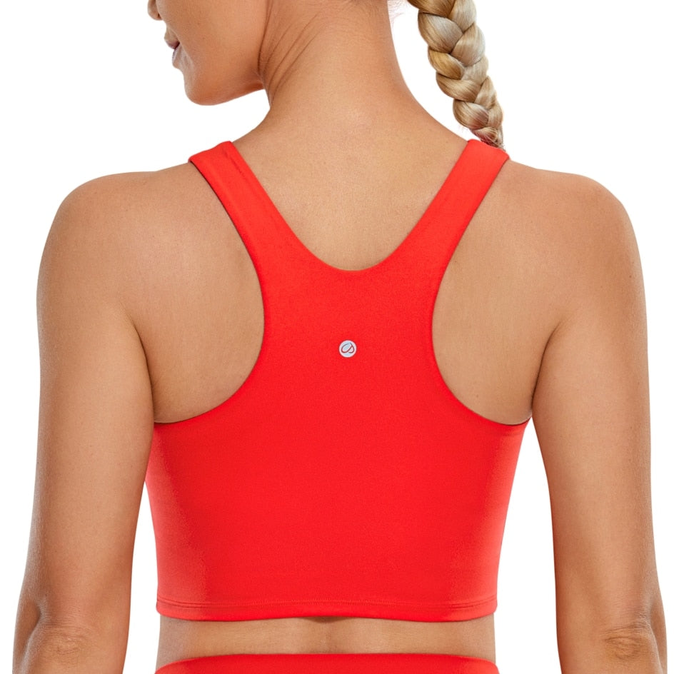 B91xZ Full Figure Bras for Women Longline Padded Crop Tank Yoga Bras  Workout Fitness Top,Red XL 
