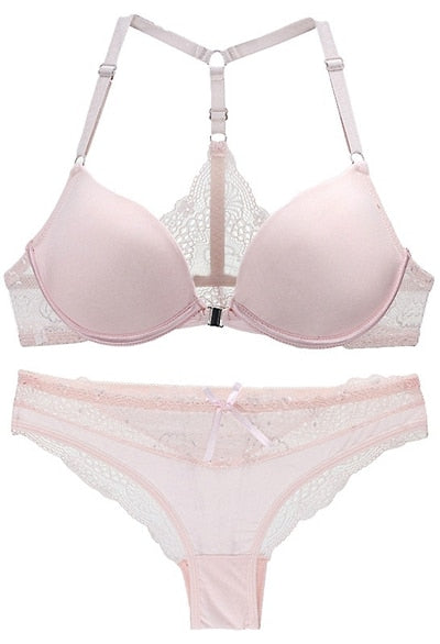 Hot Sale pinkycolor Luxury 3/4 Cup Sexy Plus Size Intimates Push Up Bra Set  Underwear