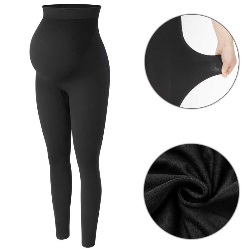High Waist Knitted Maternity Leggings With Belly Support For