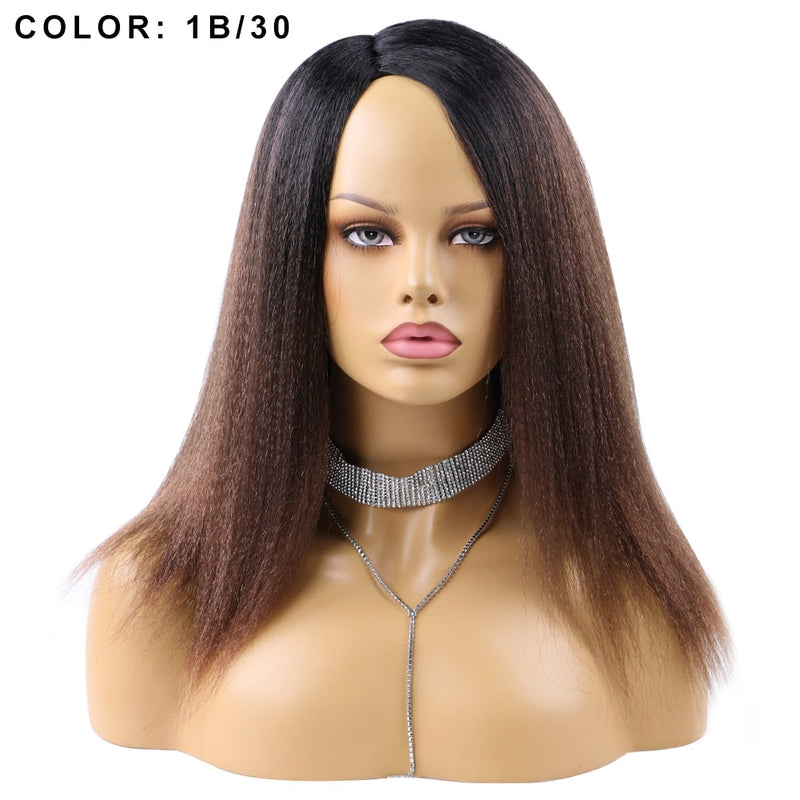 14 Inch Synthetic Yaki Hair Wig Natural Soft Afro Kinky Straight Hair Wigs For African Women Wigs Daily Use