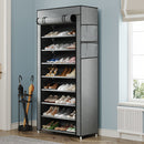 Multi functional 6/8/10 layer shoe organizer with dust cover - easy to assemble, portable storage, suitable for 27-35 pairs of sports shoes, high heels, and boots - ideal for home use