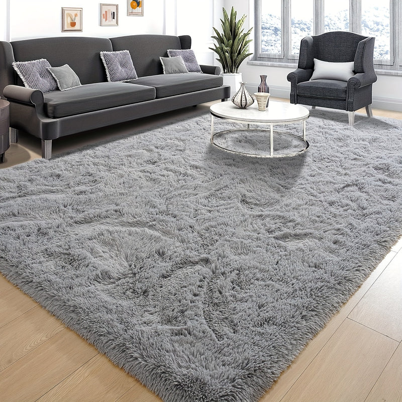 1pc Soft & Fluffy Area Mat, Non-Slip Plush Floor Mat for Living Room, Bedroom, Study, Vanity - Stylish Gray, Luxurious Polyester, Ideal for Home Decor, Bedroom Decor|Stylish Floor Mat|Durable Floor Covering, Area Mat