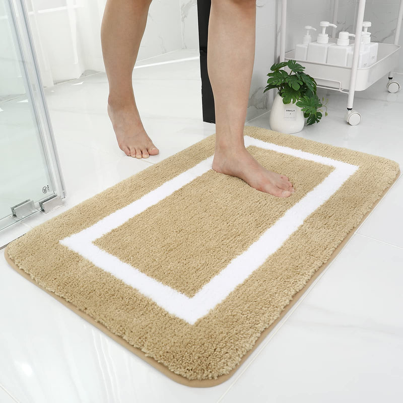 Olanly Soft Bathroom Plush Rug Absorbent Quick Dry Bath Mat Shower Pad Floor Protector Decor Non-Slip Living Room Bedroom Carpet