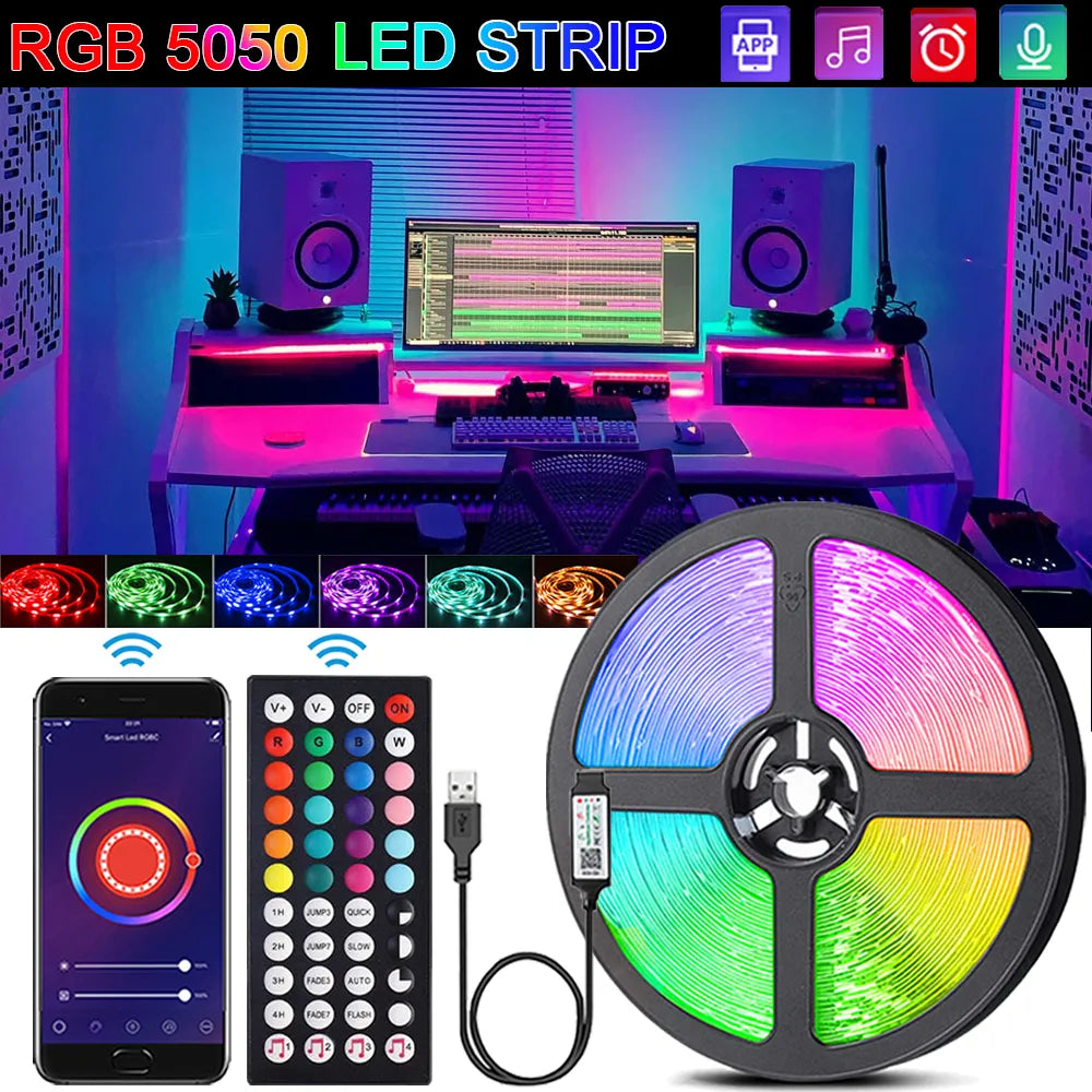 5V RGB 5050 LED Light Strip USB Infrared Remote Control Flexible Lamp
