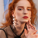 New Fashion Korean Oversized White Pearl Drop Earrings for Women Bohemian Golden Round Zircon Wedding Earrings Jewelry Gift