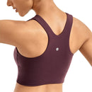 CRZ YOGA Women High Neck Longline Sports Bra - Padded Racerback Yoga Bra Crop Tank Top with Built in Shelf Bra