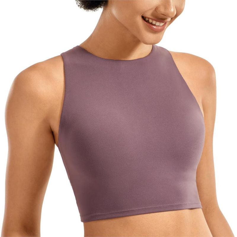 BAYDI Longline Sports Bra High Neck Crop Top with Built in Bra Racerback  Tank Tops Removable Padded Yoga Tops Blue : : Fashion