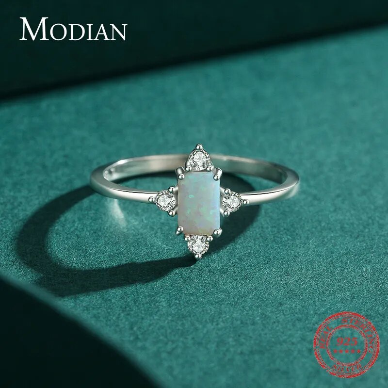 Modian Real 925 Sterling Silver Rings For Women Shining Crown Opal Finger Ring Classic Luxury Wedding Statement Jewelry Anel