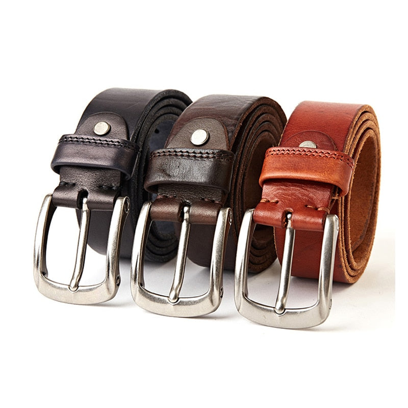 MEDYLA Men Belt Top Layer Leather Casual Belts Vintage Handmade Design Pin Buckle Genuine Leather Belts Male Waistband MD619