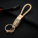 Honest Luxury Men Women Car Keychain Leapard Dragon Genuine Leather Rope Key Ring for Male Jewelry Creativity Gift Wholesale