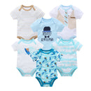 Kavkas 3 6 Pcs/lot Baby Boy Bodysuit Short Sleeve Cotton Newborn Clothes Cartoon Print Summer Toddler Overalls