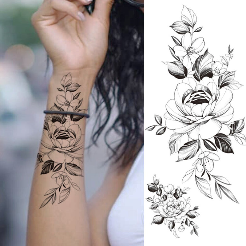 Fashion Mandala Flower Fake Tattoo Stickers For Women Adults Geometry Totem Temporary Tattoos DIY Party Waterproof Tattos Leaves