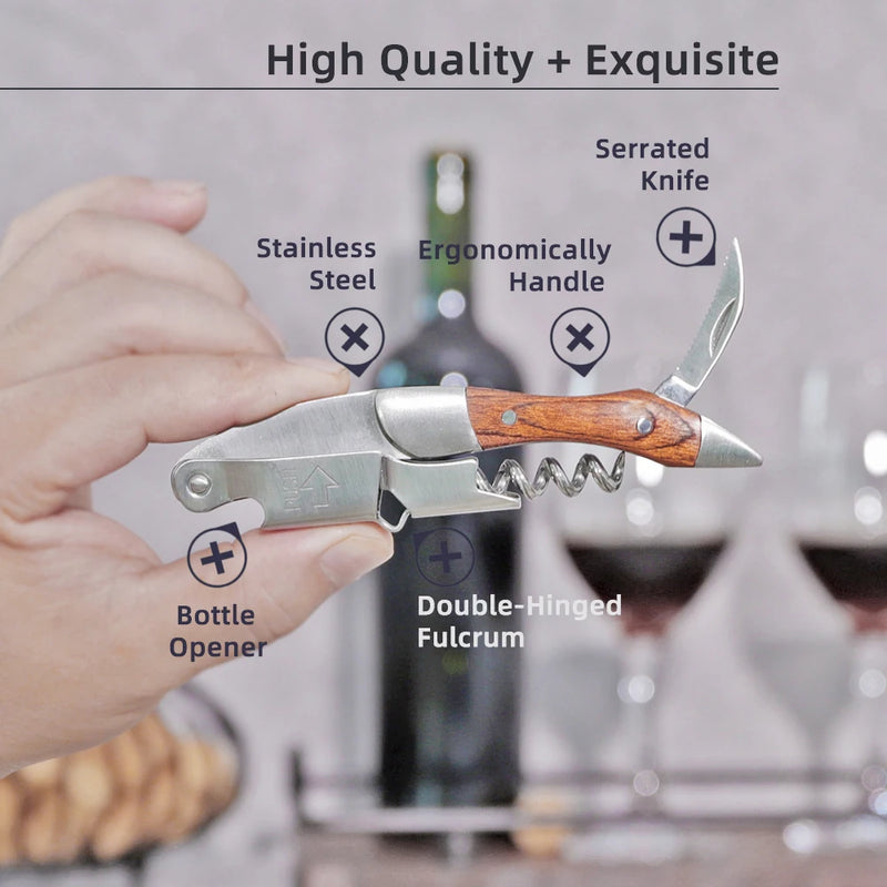Wine Opener, Professional Waiters Corkscrew, PU Bag, Bottle Opener and Foil Cutter Gift for Wine Lovers