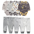 4pcs Baby Bodysuits+4pcs Baby Pants Newborn Clothes Sets Cotton Suits girls boys