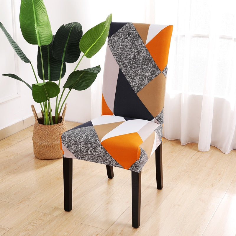 Square lattice printed stretch chair cover for dining room office banquet chair protector elastic material armchair cover