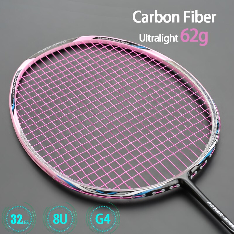 Ultra Light 8U 62g Carbon Fiber Badminton Rackets Professional Offensi