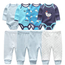 4pcs Baby Bodysuits+4pcs Baby Pants Newborn Clothes Sets Cotton Suits girls boys