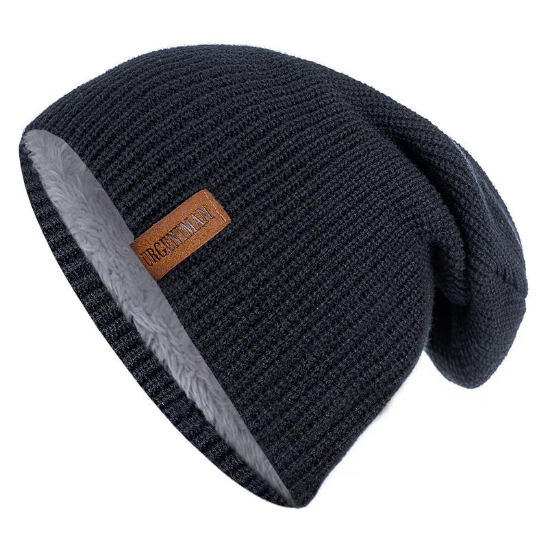 New Unisex Letter Beanie Hat Leisure Add Fur Lined Hats For Men Women Keep Warm Knitted Hat Fashion Solid Ski Bonnet Cap