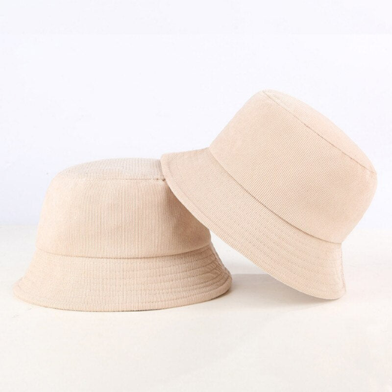 Blank Corduroy Bucket Hat For Women Spring Plain Men Panama Outdoor Hiking Beach Fishing Cap Sunscreen Female Sunhat Bob