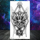 Owl Moth Jewelry Temporary Tattoo For Women Men Mandala Henna Flower Tattoo Mehndi Fake Pendants Geometric Tatoo Chest Back Lace