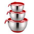 Stainless Steel Salad Mixing Bowl with Scale Non-Slip Silicone Lid Base Egg Beater Fruit Bowls Food Container Kitchen Utensils