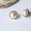 New Fashion Korean Oversized White Pearl Drop Earrings for Women Bohemian Golden Round Zircon Wedding Earrings Jewelry Gift