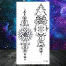 Owl Moth Jewelry Temporary Tattoo For Women Men Mandala Henna Flower Tattoo Mehndi Fake Pendants Geometric Tatoo Chest Back Lace