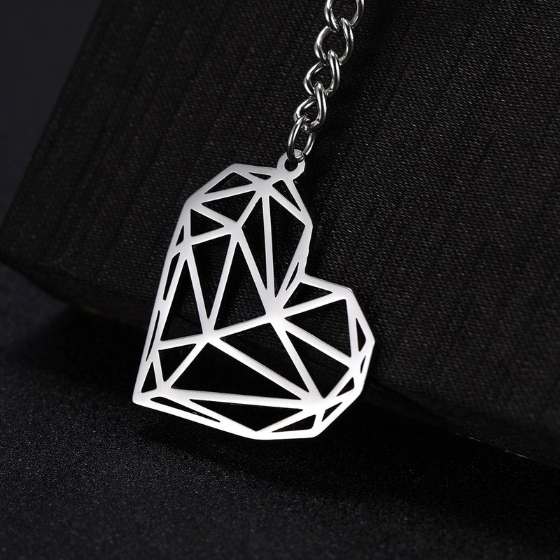 SKYRIM Fashion Hollow Heart Charm Car Keychain Keyring Women Stainless Steel Key Chains Holder Pendant For To Bag Gift