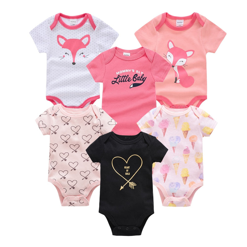 Unisex Baby Bodysuit 3 6 Pcs/lot Short Sleeve Summer Body Bebe Clothes 0-3  months Alpaca Design Infant Jumpsuit