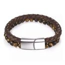 Charm Men Bracelet Rope Stainless Steel Magnetic Natural Stone Leather Beaded Braclet Volcanic Stone bracelet bangles Chain Gift