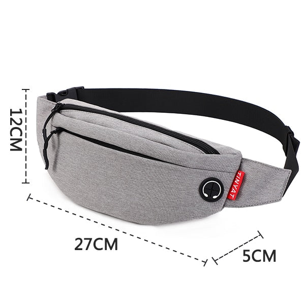 TINYAT Men Waist Bag Pack Purse Casual Large Phone Belt Bag Pouch Women's Canvas Travel Phone Bag Fanny Banana Bag Hip 4 Pockets