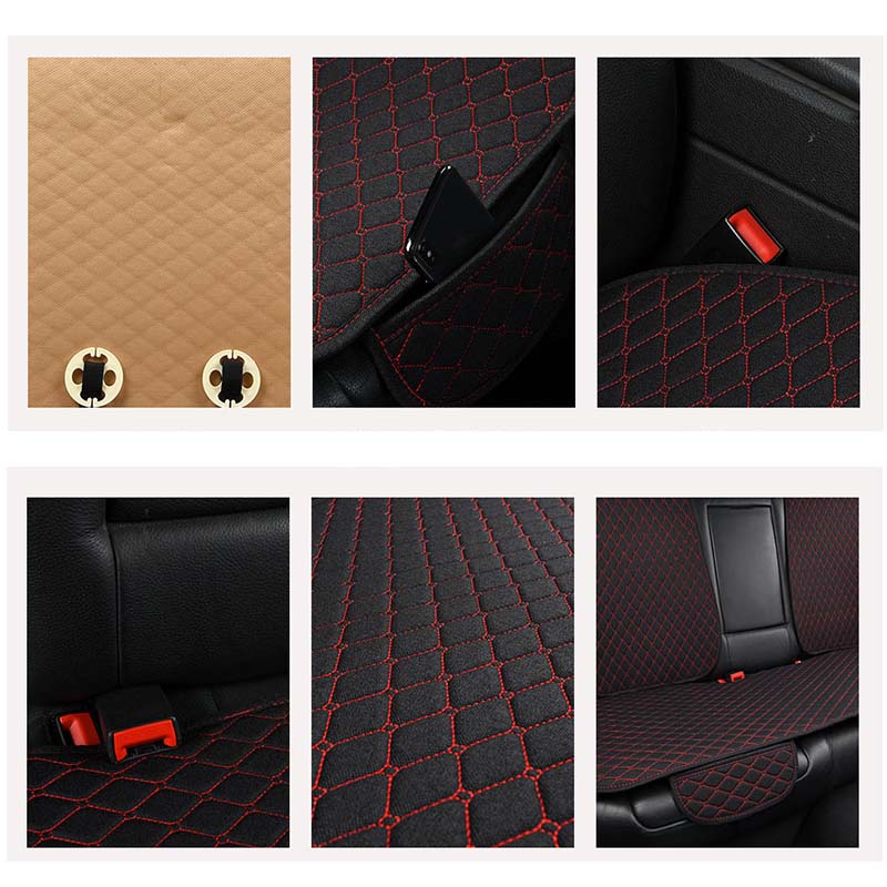 Car Seat Cover Protector Auto Flax Front Back Rear Backrest Linen Seat Cushion Pad for Automotive Interior Truck Suv Van