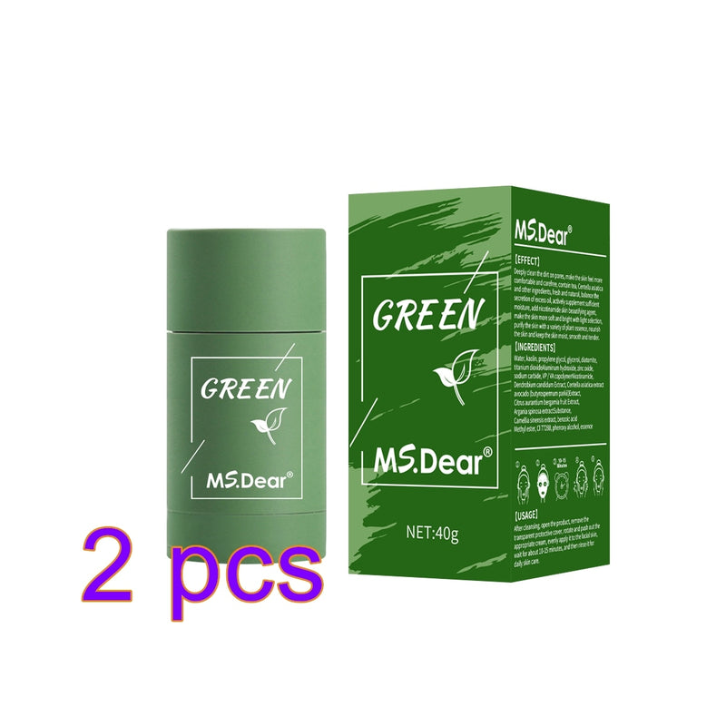 Dropshipping Green Tea Cleansing Solid Mask Purifying Clay Stick Mask Skin Care Anti Acne Remove Blackhead Mud Mask Dropship