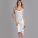 Silky Lady Nightdress Satin Spaghetti Strap Nightgown Intimate Lingerie New Sleepwear White Nightwear Home Dressing Gown