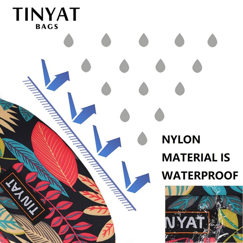 TINYAT Print Leaf Travel Waist Bag Pack For Men Women Fashion Casual Shoulder Bag Man Belt Pouch Female Banana Bags Fanny Bags