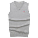 100% Cotton High Quality Mens Slim V-Neck Knitted Vest Casual Sleeveless Mens Sweaters Brand Male Tops M-3XL P8501