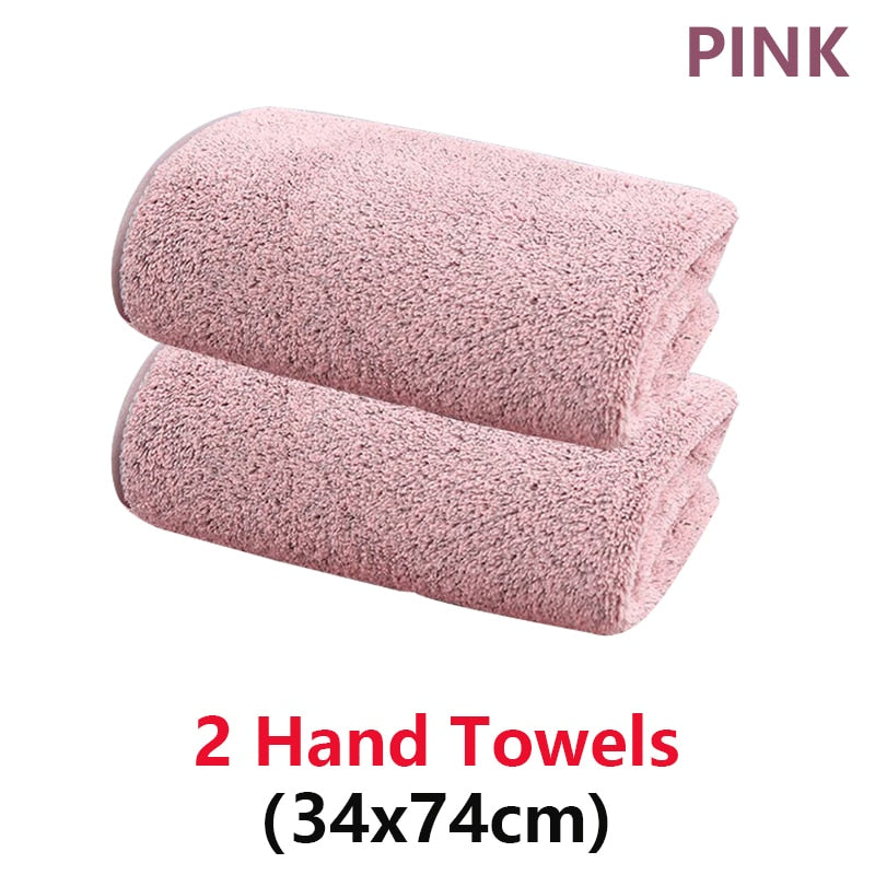 2/4 Pcs Bamboo Charcoal Coral Velvet Bath Towel For Adult Soft Absorbent Quick-Drying Towel Home Bathroom Microfiber Towel Sets