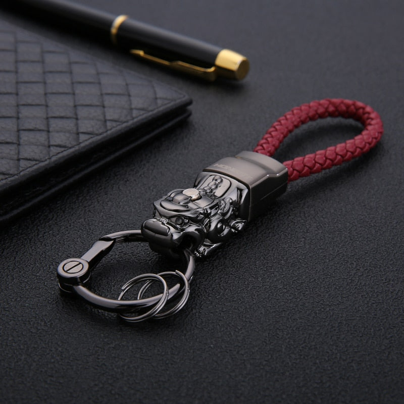 Honest Luxury Men Women Car Keychain Leapard Dragon Genuine Leather Rope Key Ring for Male Jewelry Creativity Gift Wholesale