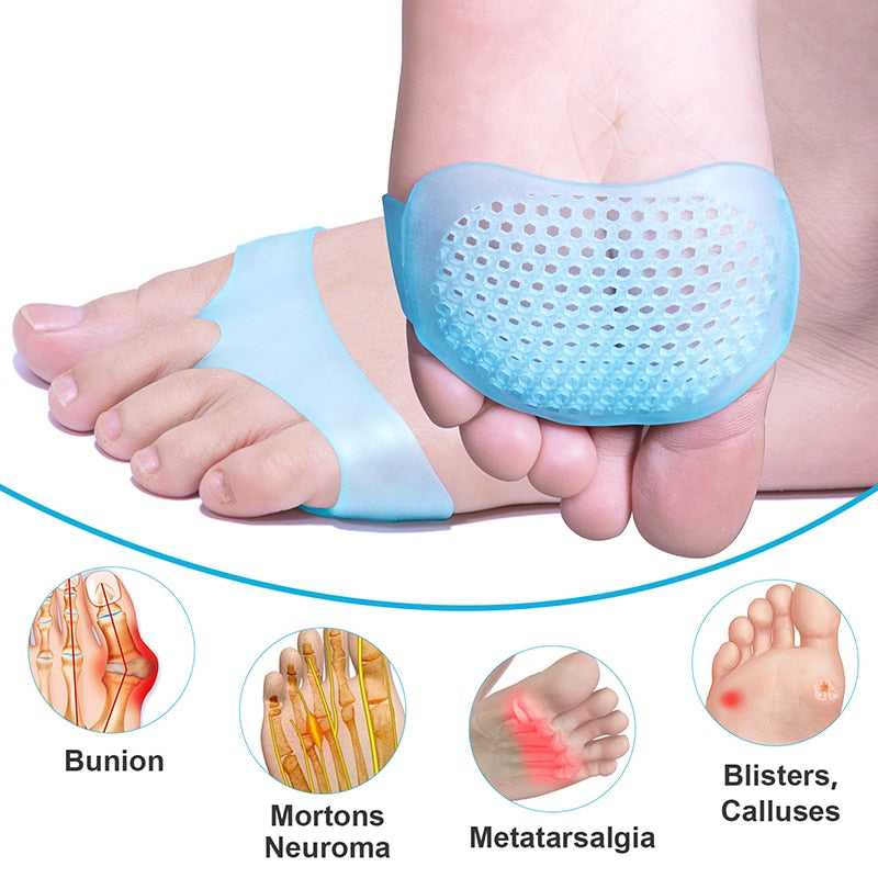 2pcs Bule Sofe Forefoot Pads Silicone Ball of Foot Cushion For Prevent Foot Corn Callus Blisters Foot Pain Relief C1695